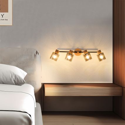 Brilagi - Takspot HYGGE 4xE14/15W/230V gummiträ/rökfärgad