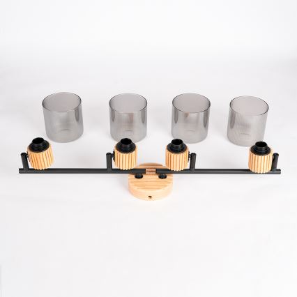 Brilagi - Takspot HYGGE 4xE14/15W/230V gummiträ/rökfärgad