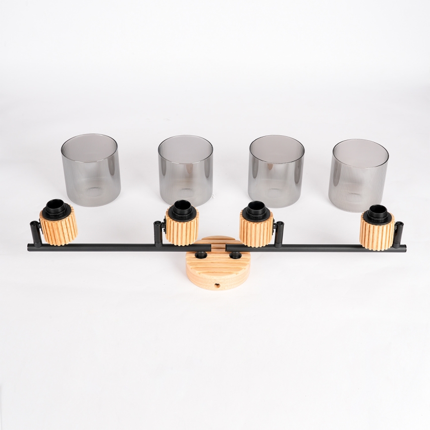 Brilagi - Takspot HYGGE 4xE14/15W/230V gummiträ/rökfärgad