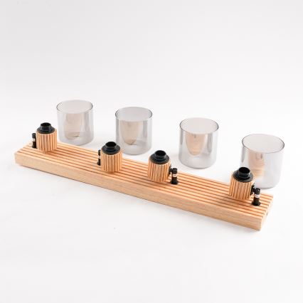 Brilagi - Takspot HYGGE 4xE14/15W/230V gummiträ/rökfärgad