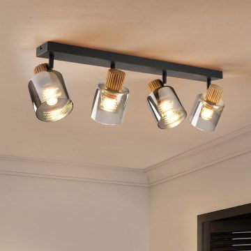 Brilagi - Takspot HYGGE 4xE14/15W/230V svart/rökfärgad