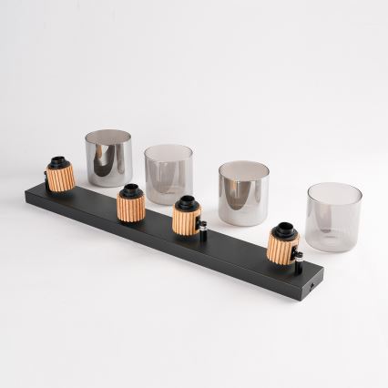 Brilagi - Takspot HYGGE 4xE14/15W/230V svart/rökfärgad