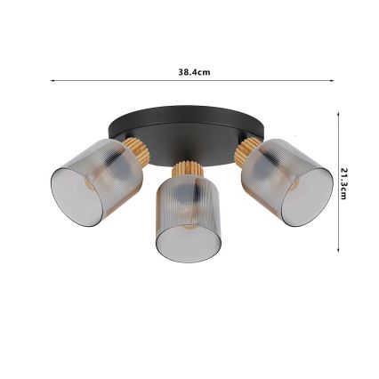 Brilagi - Takspot HYGGE 4xE14/15W/230V svart/rökfärgad