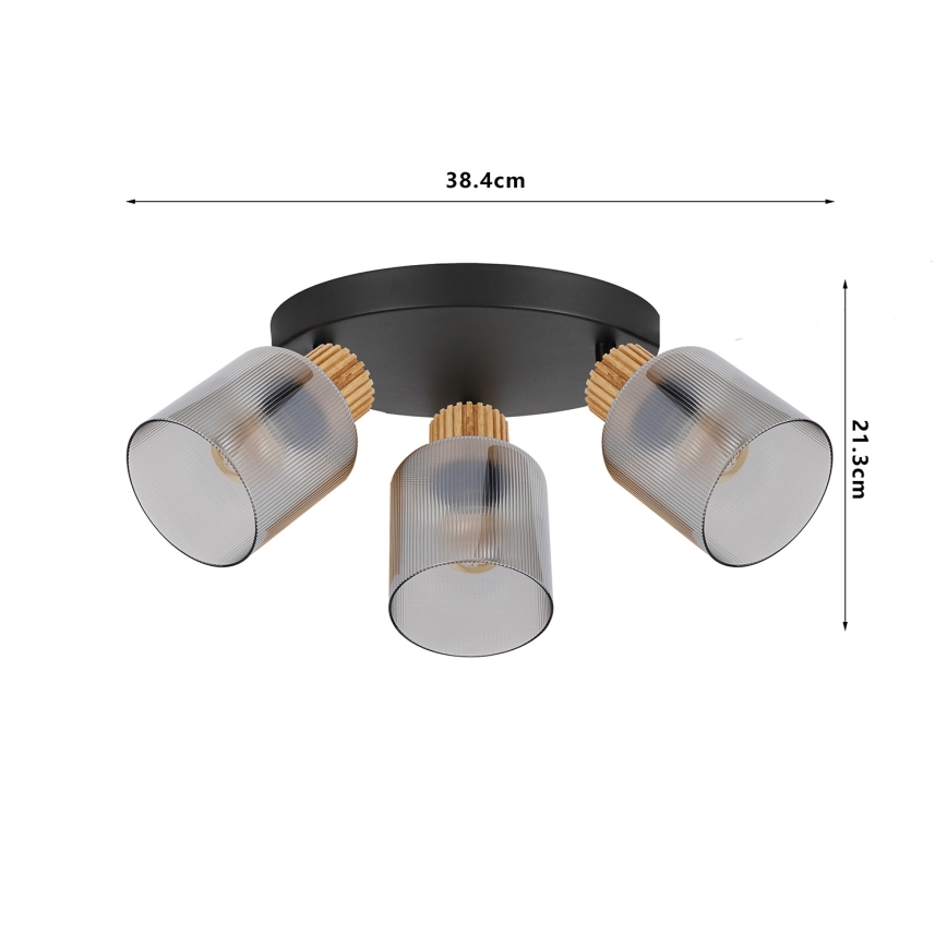 Brilagi - Takspot HYGGE 4xE14/15W/230V svart/rökfärgad
