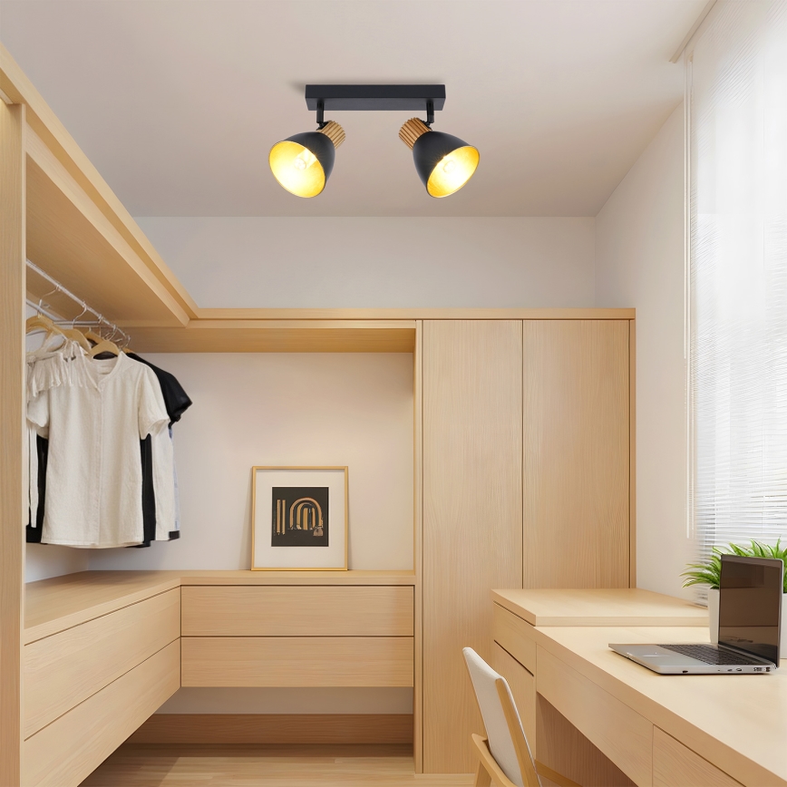 Brilagi - Takspot ODENSE 2xE14/10W/230V gummiträ/svart