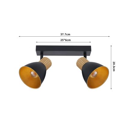 Brilagi - Takspot ODENSE 2xE14/10W/230V gummiträ/svart