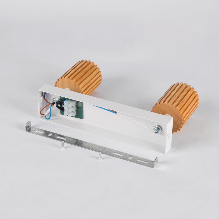 Brilagi - Takspotlight MODERN WOOD 2xGU10/8W/230V gummiträ/vit