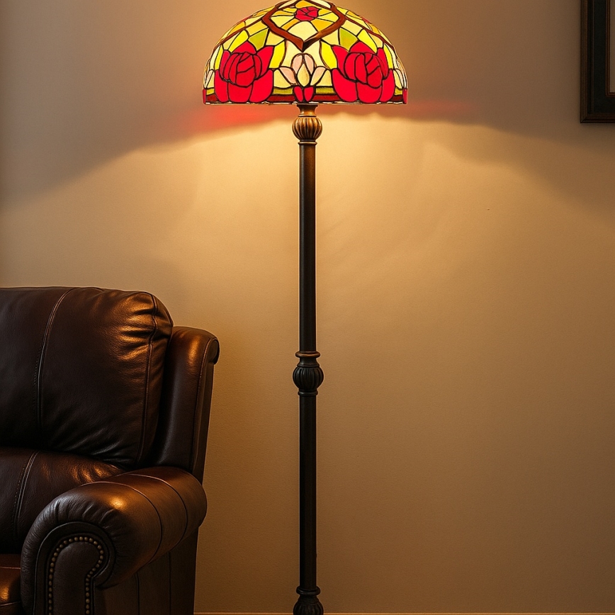 Brilagi - Tiffany-golvlampa GARLAN, 2xE27/60W/230V