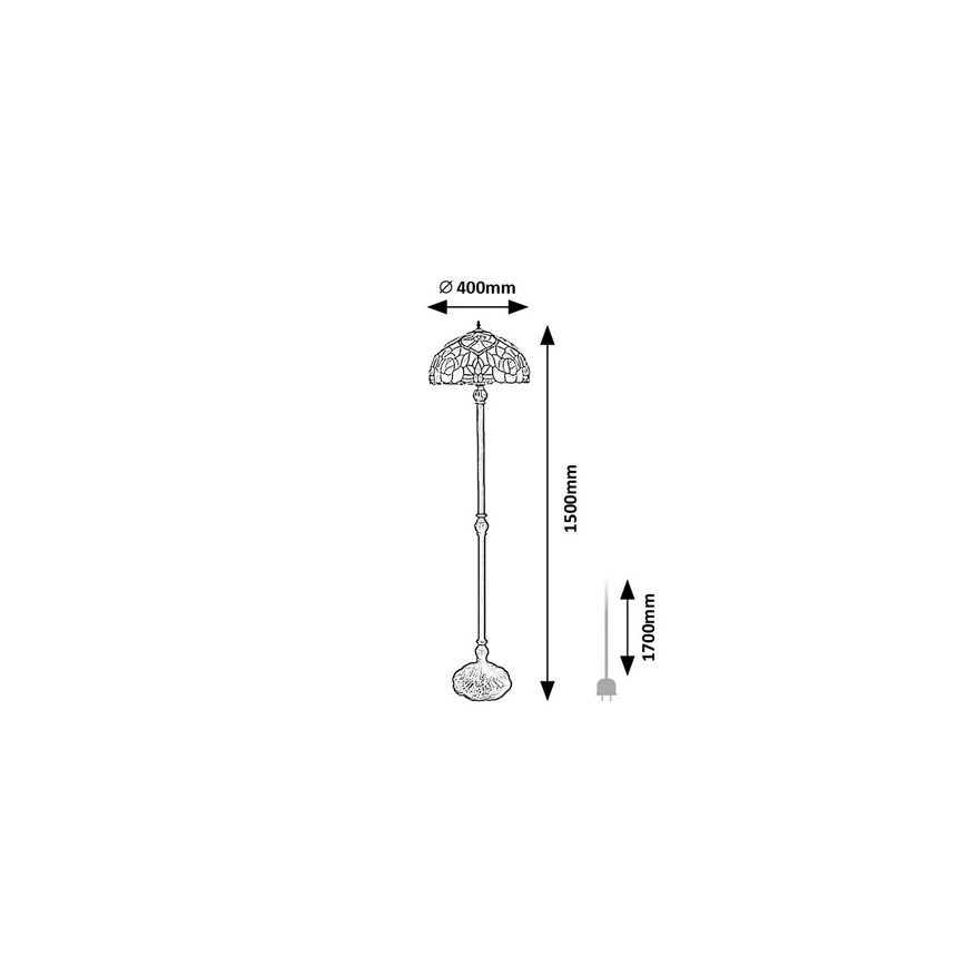 Brilagi - Tiffany-golvlampa GARLAN, 2xE27/60W/230V