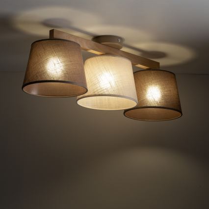 Brilagi - Utanpåliggande taklampa LATTE SABIA 3xE27/60W/230V furu/mix