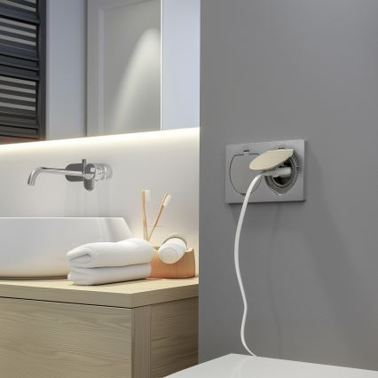 Brilagi - Utomhus inbyggd golv dubbelt uttag IP55 silver rektangulär