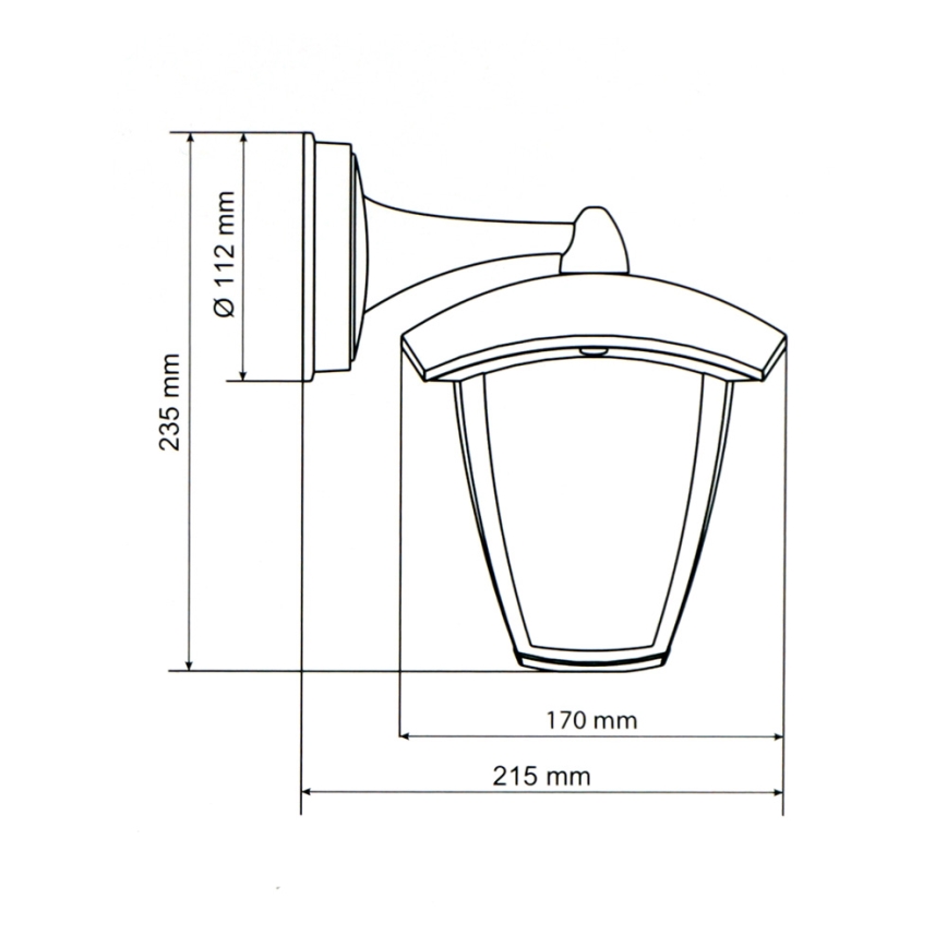 Brilagi -  Utomhus Väggbelysning LUNA 1xE27/60W/230V IP44