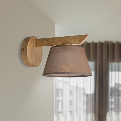 Brilagi - Vägglampa ANTHONY 1xE14/40W/230V ek/brun