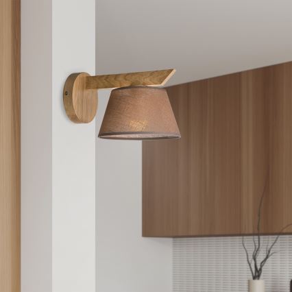 Brilagi - Vägglampa ANTHONY 1xE14/40W/230V ek/brun