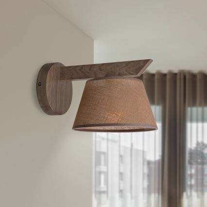 Brilagi - Vägglampa ANTHONY 1xE14/40W/230V ek/brun