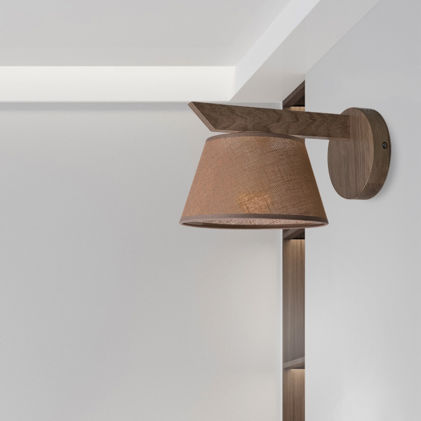 Brilagi - Vägglampa ANTHONY 1xE14/40W/230V ek/brun