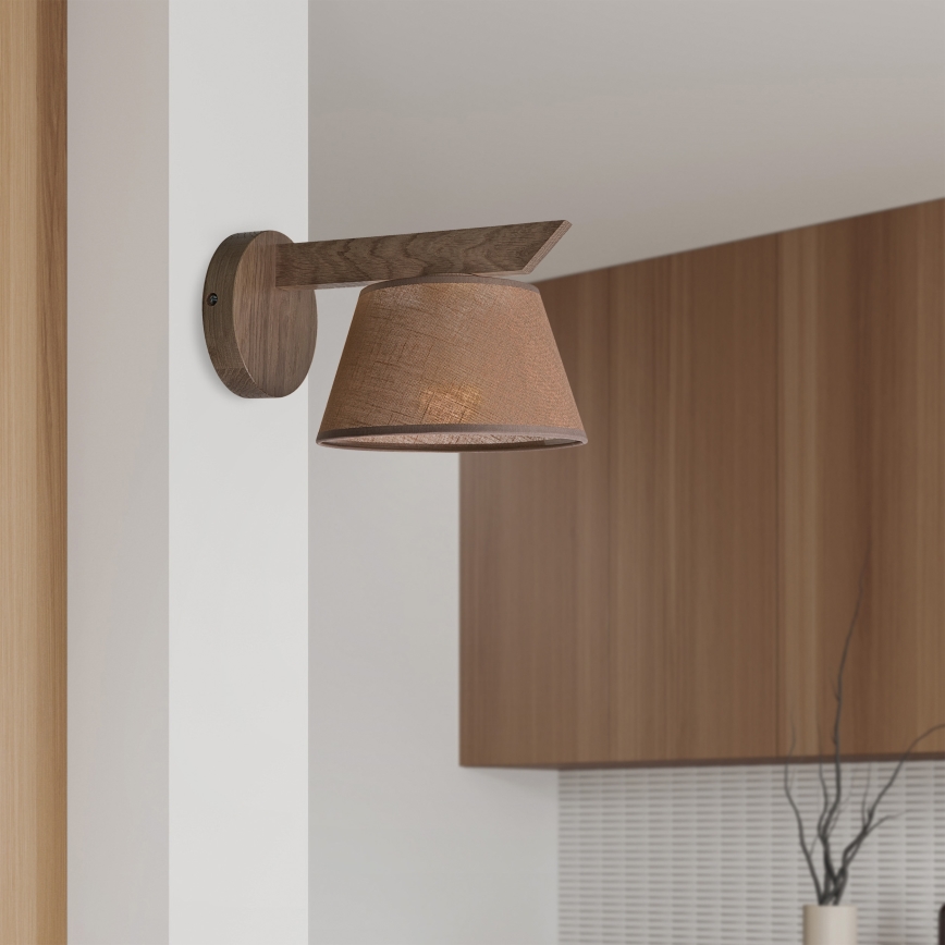 Brilagi - Vägglampa ANTHONY 1xE14/40W/230V ek/brun