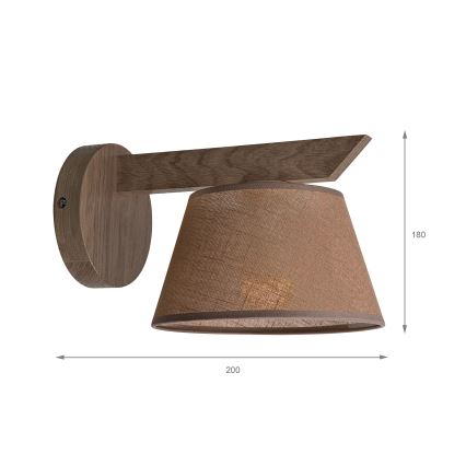 Brilagi - Vägglampa ANTHONY 1xE14/40W/230V ek/brun