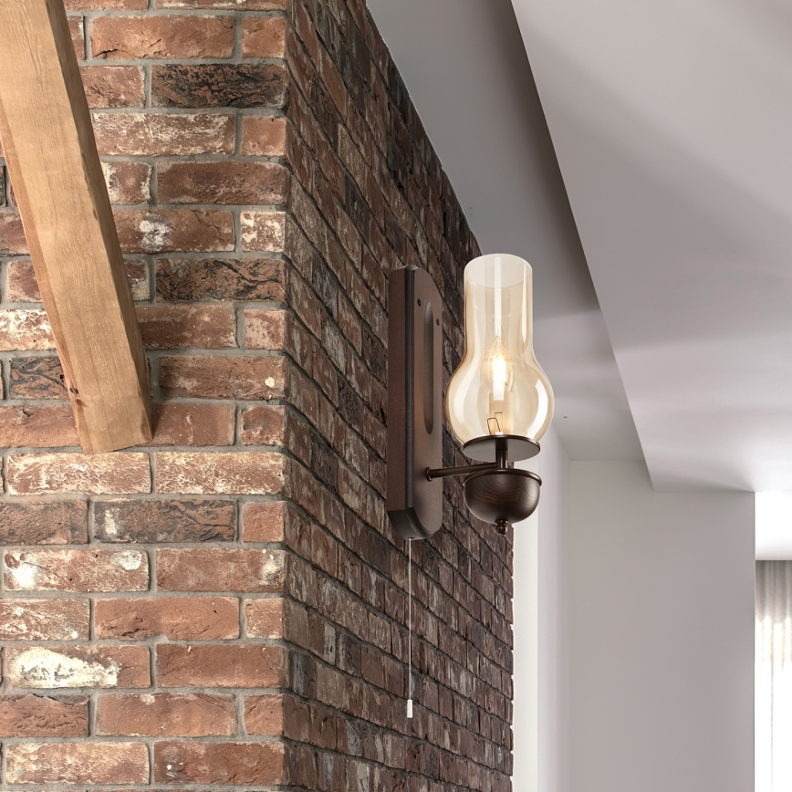 Brilagi - Vägglampa COTTAGE 1xE14/40W/230V bok/brun