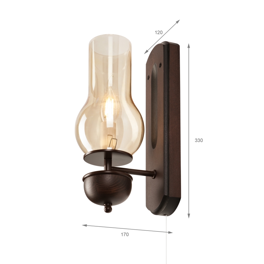 Brilagi - Vägglampa COTTAGE 1xE14/40W/230V bok/brun