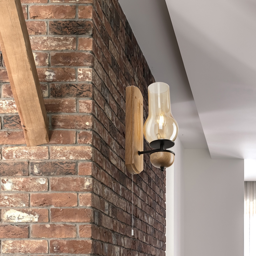 Brilagi - Vägglampa COTTAGE 1xE14/40W/230V ek/brun