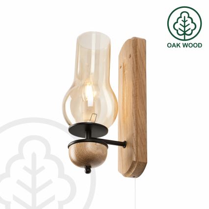 Brilagi - Vägglampa COTTAGE 1xE14/40W/230V ek/brun