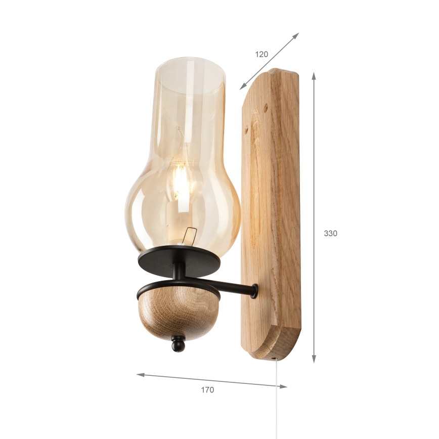 Brilagi - Vägglampa COTTAGE 1xE14/40W/230V ek/brun