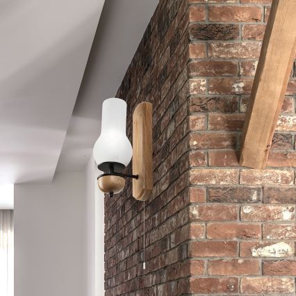 Brilagi - Vägglampa COTTAGE 1xE14/40W/230V ek/vit