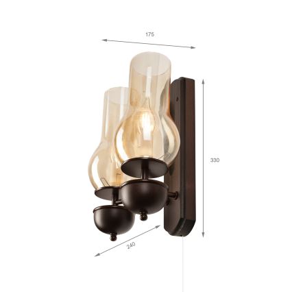 Brilagi - Vägglampa COTTAGE 2xE14/40W/230V bok/brun