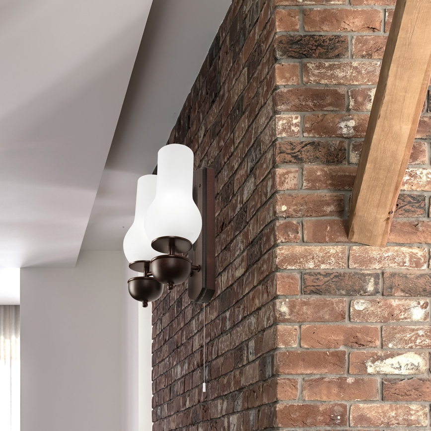 Brilagi - Vägglampa COTTAGE 2xE14/40W/230V bok/vit