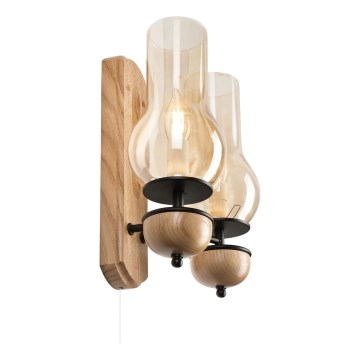 Brilagi - Vägglampa COTTAGE 2xE14/40W/230V ek/brun