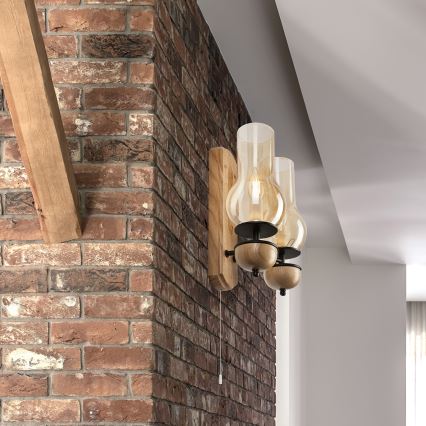 Brilagi - Vägglampa COTTAGE 2xE14/40W/230V ek/brun