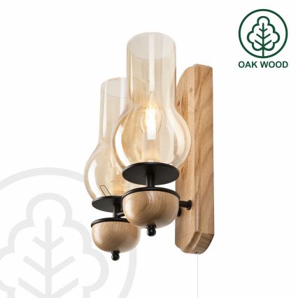 Brilagi - Vägglampa COTTAGE 2xE14/40W/230V ek/brun