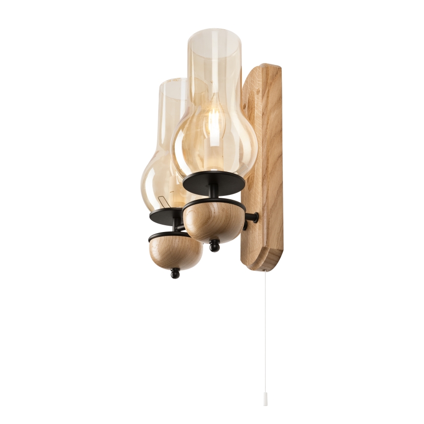 Brilagi - Vägglampa COTTAGE 2xE14/40W/230V ek/brun