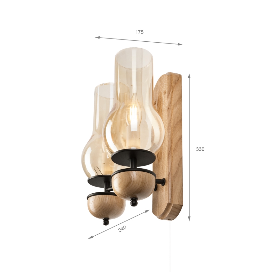 Brilagi - Vägglampa COTTAGE 2xE14/40W/230V ek/brun