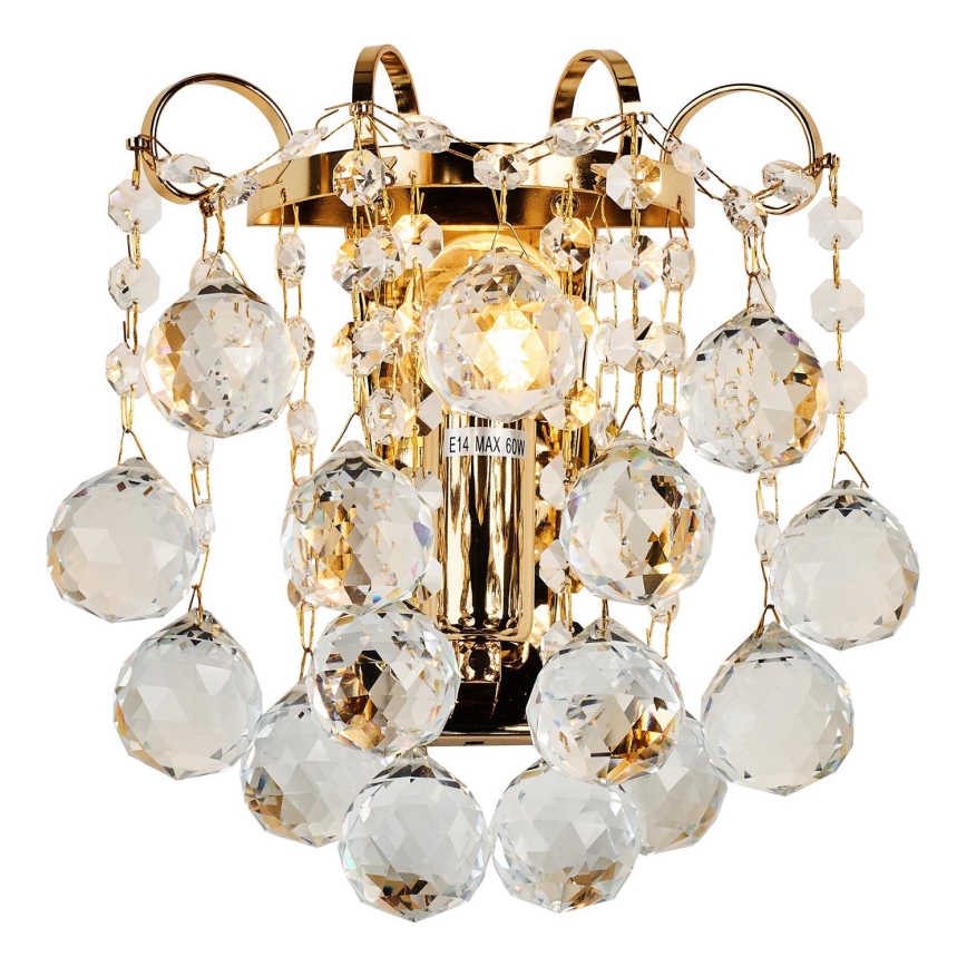 Brilagi - Vägglampa CRYSTAL 1xE14/60W/230V guld