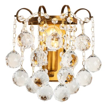 Brilagi - Vägglampa CRYSTAL 1xE14/60W/230V mässing