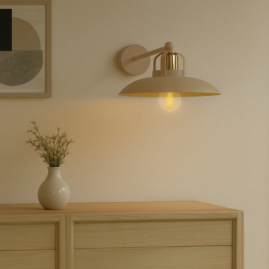 Brilagi - Vägglampa FLAMENGO 1xE27/60W/230V beige