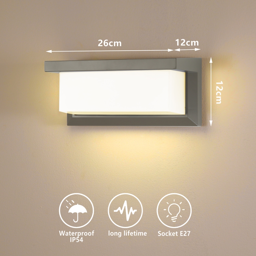Brilagi - Vägglampa för utomhusbruk BRICKY 1xE27/60W/230V grå IP54