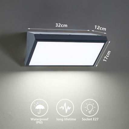 Brilagi - Vägglampa för utomhusbruk TRIANGLE 1xE27/60W/230V antracit IP65