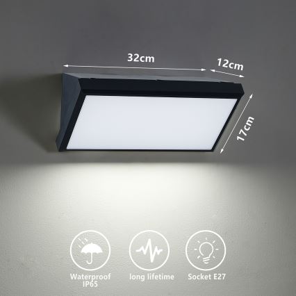 Brilagi - Vägglampa för utomhusbruk TRIANGLE 1xE27/60W/230V svart IP65