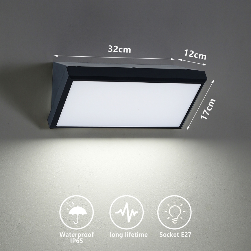 Brilagi - Vägglampa för utomhusbruk TRIANGLE 1xE27/60W/230V svart IP65