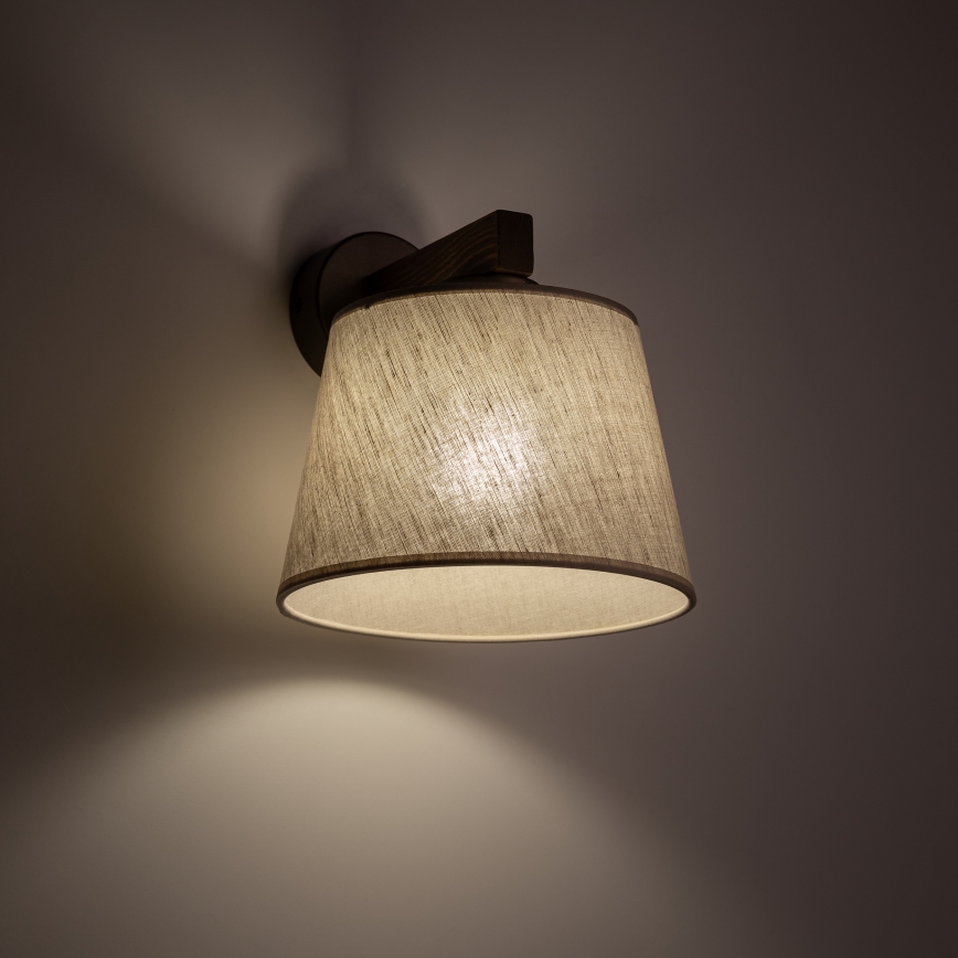 Brilagi - Vägglampa LATTE 1xE27/60W/230V furu/beige