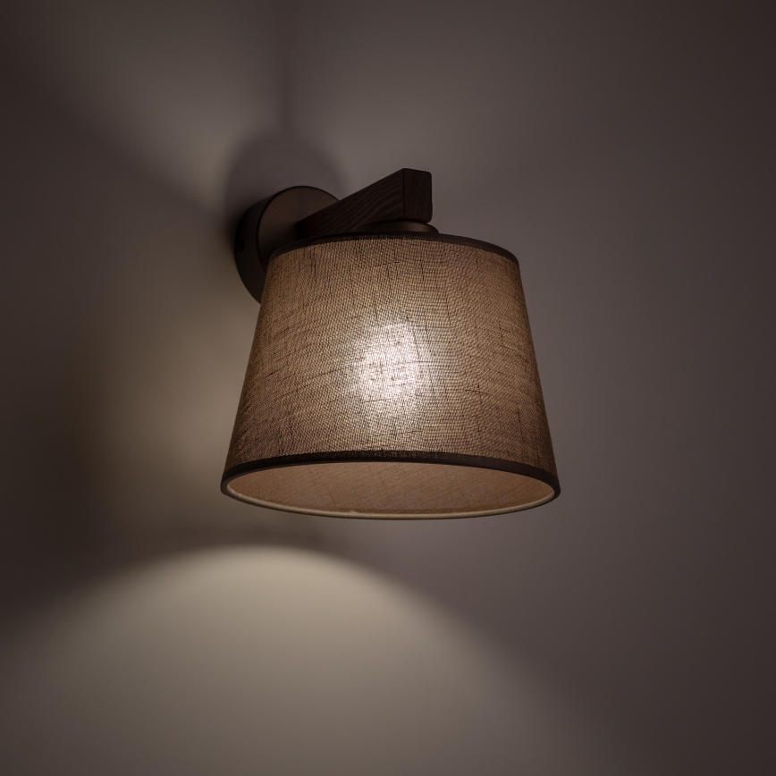 Brilagi - Vägglampa LATTE 1xE27/60W/230V furu/brun