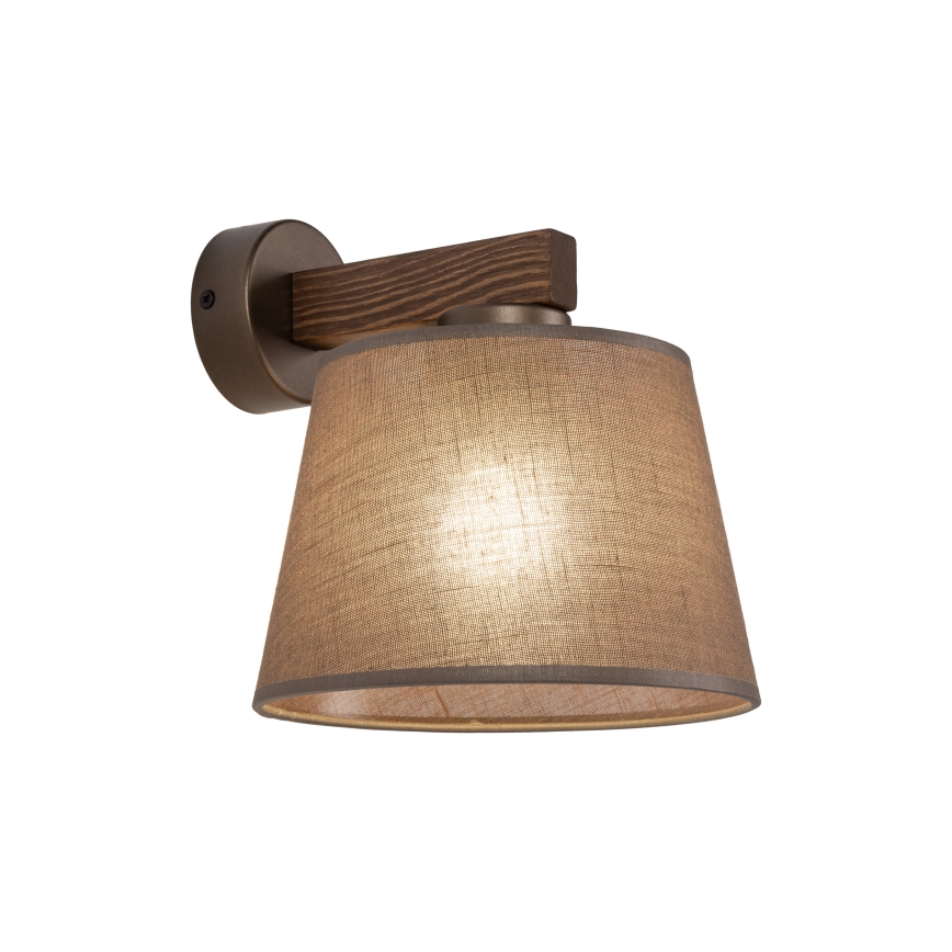Brilagi - Vägglampa LATTE 1xE27/60W/230V furu/brun