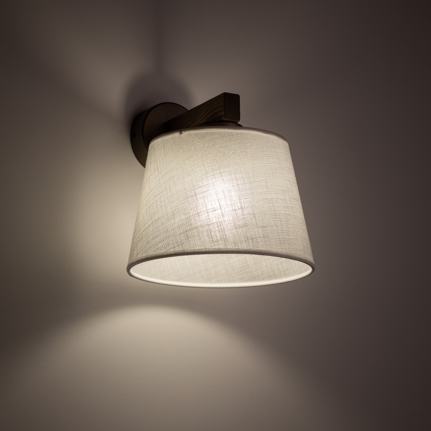 Brilagi - Vägglampa LATTE 1xE27/60W/230V furu/vit