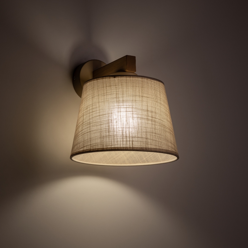 Brilagi - Vägglampa LATTE SABIA 1xE27/60W/230V furu/beige