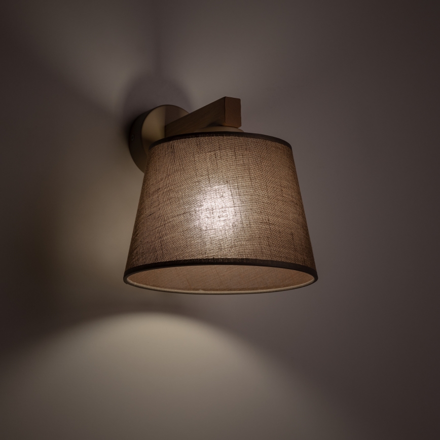 Brilagi - Vägglampa LATTE SABIA 1xE27/60W/230V furu/brun
