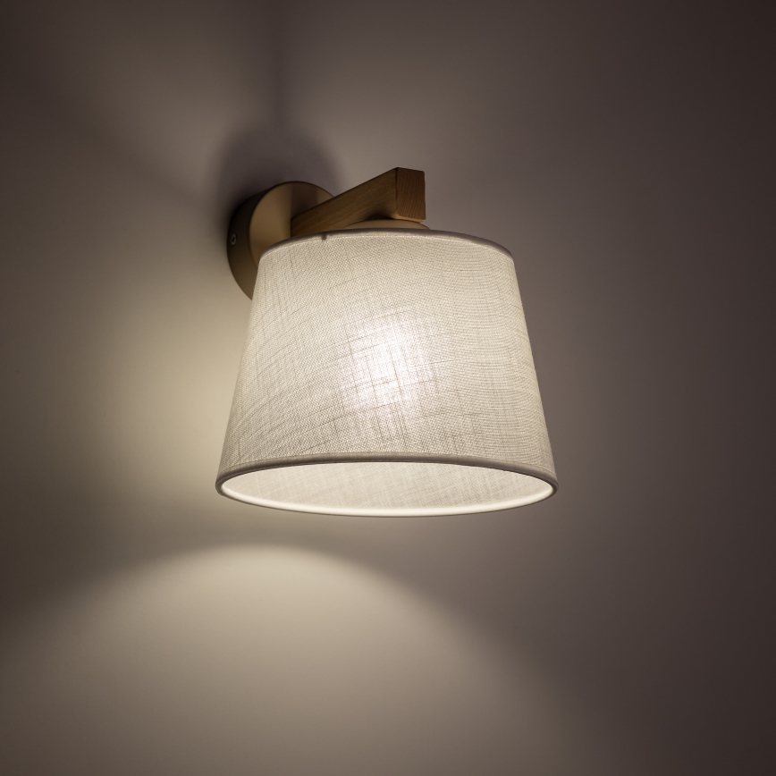 Brilagi - Vägglampa LATTE SABIA 1xE27/60W/230V furu/vit