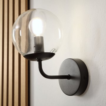 Brilagi - Vägglampa MALIVA 1xE14/15W/230V svart/klart glas